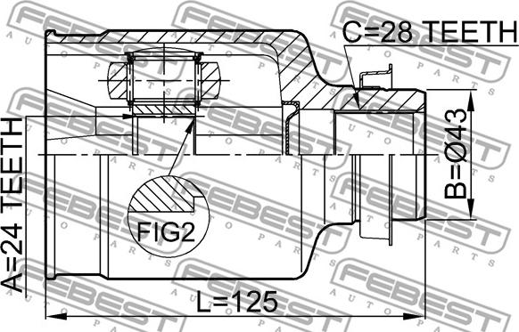 Febest 0511-MZ5ATRH - Каре комплект, полуоска vvparts.bg