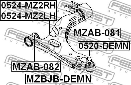 Febest 0524-MZ2LH - Носач, окачване на колелата vvparts.bg