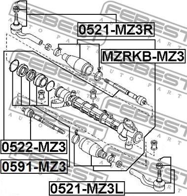 Febest 0521-MZ3L - Накрайник на напречна кормилна щанга vvparts.bg