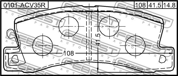 Febest 0101-ACV35R - Комплект спирачно феродо, дискови спирачки vvparts.bg