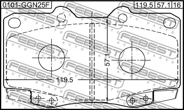 Febest 0101-GGN25F - Комплект спирачно феродо, дискови спирачки vvparts.bg