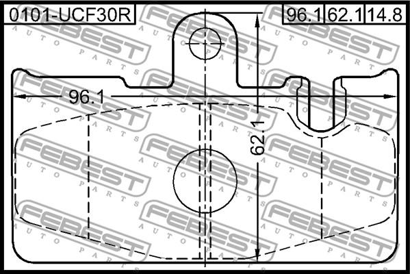 Febest 0101-UCF30R - Комплект спирачно феродо, дискови спирачки vvparts.bg