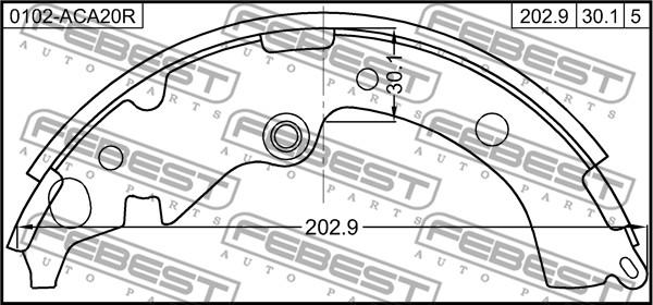 Febest 0102-ACA20R - Комплект спирачна челюст vvparts.bg