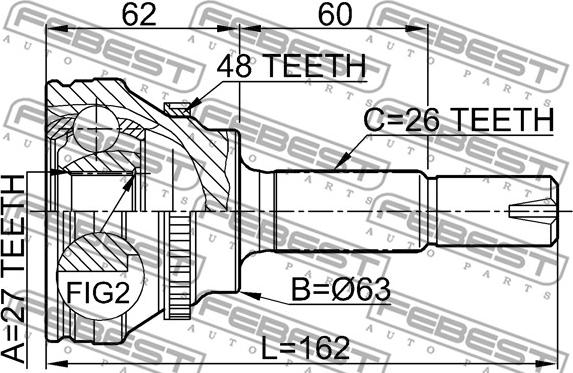 Febest 0110-072A48 - Каре комплект, полуоска vvparts.bg