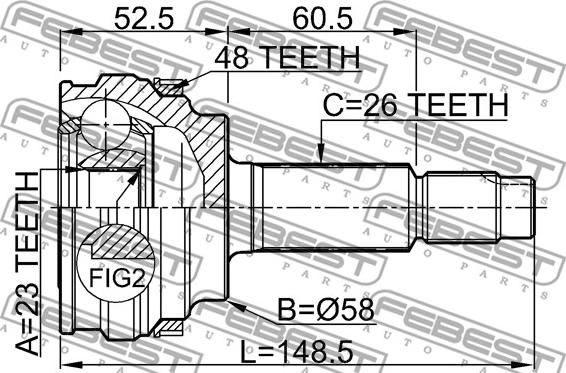 Febest 0110-077A48 - Каре комплект, полуоска vvparts.bg