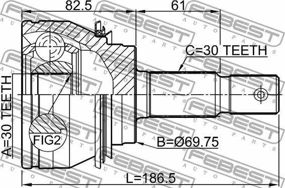 Febest 0110-GRJ150 - Каре комплект, полуоска vvparts.bg