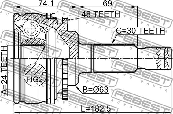 Febest 0110-KLH22A48R - Каре комплект, полуоска vvparts.bg