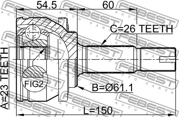 Febest 0110-ZZE150 - Каре комплект, полуоска vvparts.bg