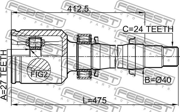 Febest 0111-ACA38RH - Каре комплект, полуоска vvparts.bg