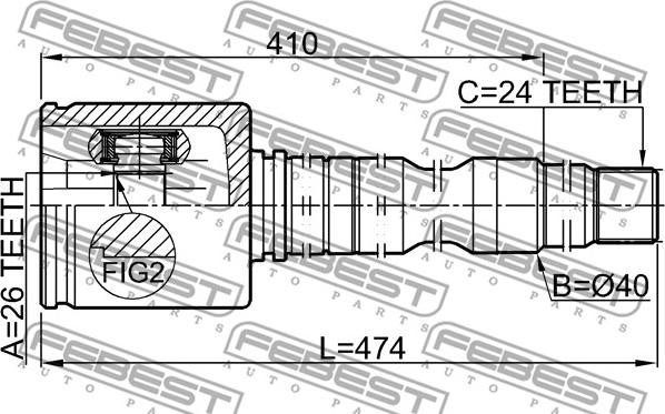 Febest 0111-ACV40RH - Каре комплект, полуоска vvparts.bg