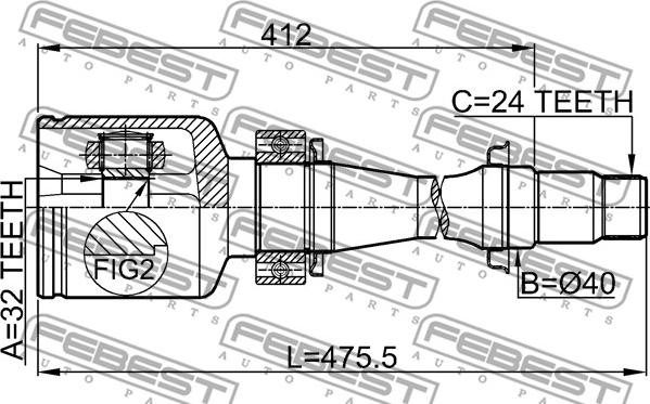 Febest 0111-CDT220RH - Каре комплект, полуоска vvparts.bg