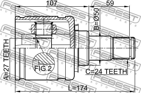 Febest 0111-GSV40LH - Каре комплект, полуоска vvparts.bg