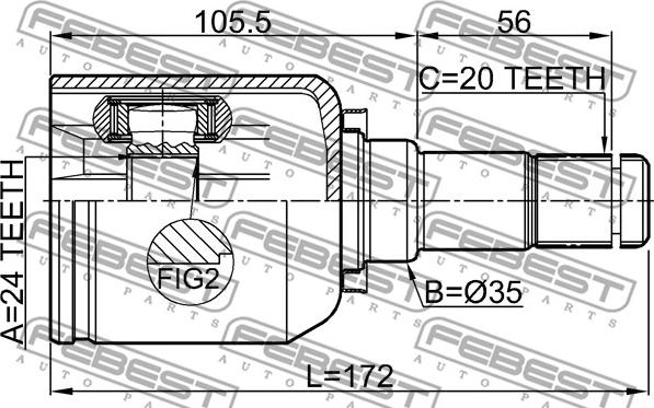 Febest 0111-NDE120LH - Каре комплект, полуоска vvparts.bg