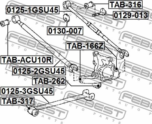 Febest 0129-013 - Болт за регулиране на страничния наклон vvparts.bg