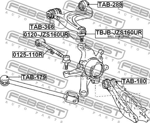 Febest TBJB-JZS160UR - Ремонтен комплект, шарнир на носач / кормилна щанга vvparts.bg