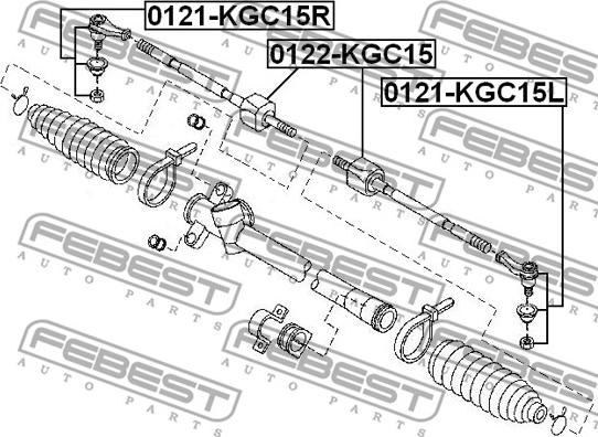 Febest 0121-KGC15L - Накрайник на напречна кормилна щанга vvparts.bg