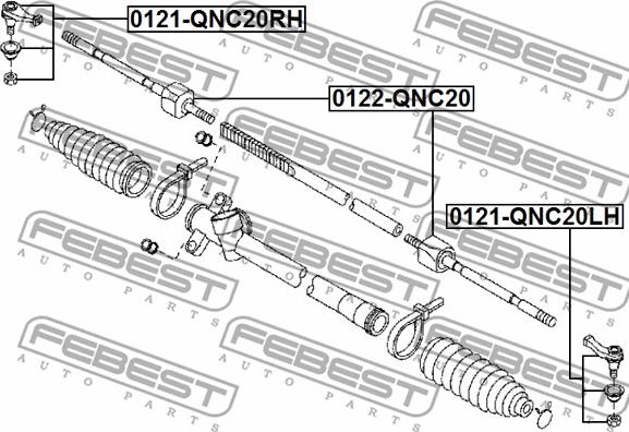 Febest 0121-QNC20LH - Накрайник на напречна кормилна щанга vvparts.bg