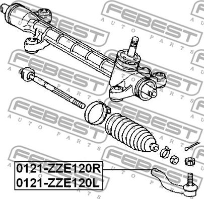 Febest 0121-ZZE120L - Накрайник на напречна кормилна щанга vvparts.bg