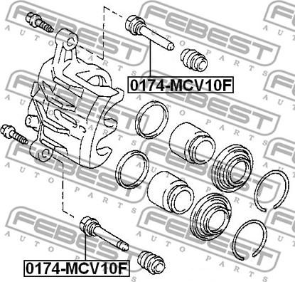 Febest 0174-MCV10F - Бодещ болт (щифт), спирачен апарат vvparts.bg