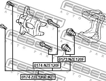 Febest 0174-ZZE120F-KIT - Бодещ болт (щифт), спирачен апарат vvparts.bg