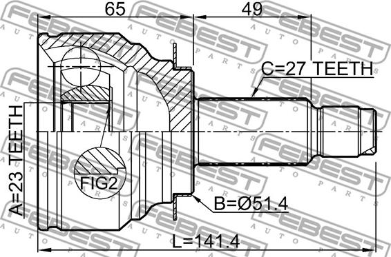 Febest 0810-G12 - Каре комплект, полуоска vvparts.bg