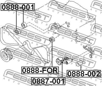 Febest 0888-002 - Паразитна / водеща ролка, зъбен ремък vvparts.bg