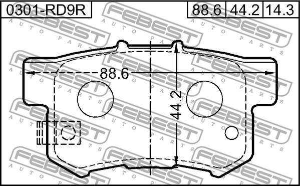 Febest 0301-RD9R - Комплект спирачно феродо, дискови спирачки vvparts.bg