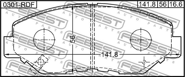 Febest 0301-RDF - Комплект спирачно феродо, дискови спирачки vvparts.bg