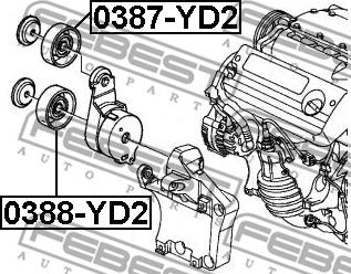 Febest 0388-YD2 - Паразитна / водеща ролка, пистов ремък vvparts.bg