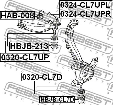 Febest HBJB-CL7D - Ремонтен комплект, шарнир на носач / кормилна щанга vvparts.bg