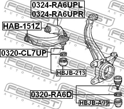 Febest 0324-RA6UPR - Носач, окачване на колелата vvparts.bg