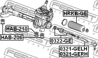 Febest 0321-GERH - Накрайник на напречна кормилна щанга vvparts.bg