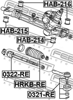Febest HAB-215 - Окачване, кормилна кутия vvparts.bg