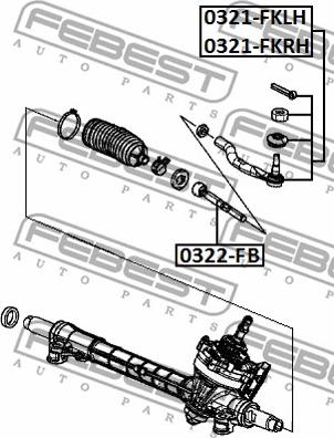 Febest 0322-FB - Аксиален шарнирен накрайник, напречна кормилна щанга vvparts.bg