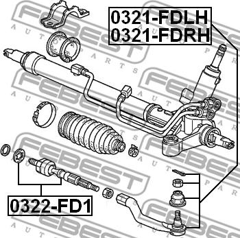 Febest 0322-FD1 - Аксиален шарнирен накрайник, напречна кормилна щанга vvparts.bg