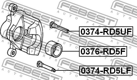 Febest 0374-RD5UF - Бодещ болт (щифт), спирачен апарат vvparts.bg