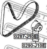 Febest 0290-J10E - Ремъчен обтегач, пистов ремък vvparts.bg