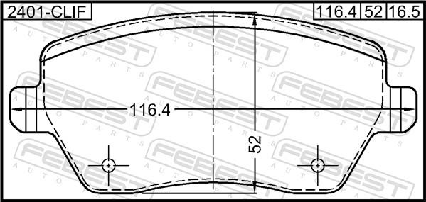 Febest 0201-E11F - Комплект спирачно феродо, дискови спирачки vvparts.bg