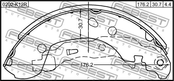 Febest 0202-K12R - Комплект спирачна челюст vvparts.bg