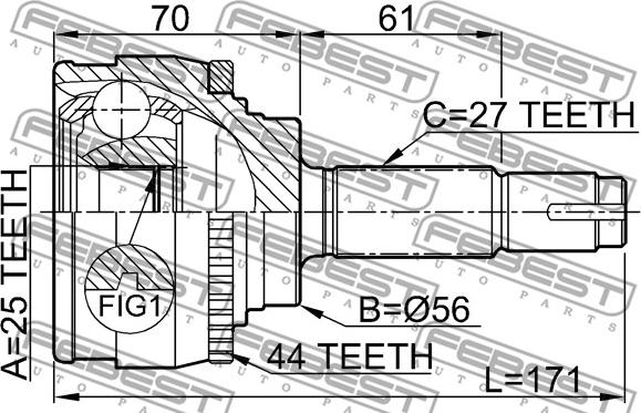 Febest 0210-016A44 - Каре комплект, полуоска vvparts.bg