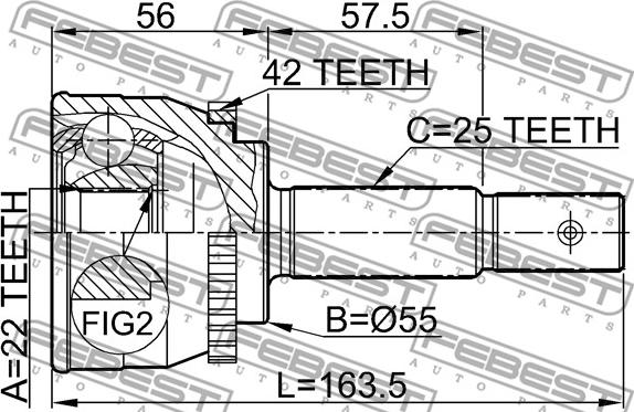 Febest 0210-013A42 - Каре комплект, полуоска vvparts.bg