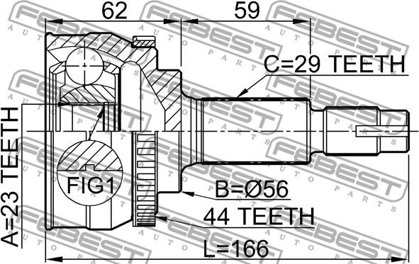 Febest 0210-072A44 - Каре комплект, полуоска vvparts.bg