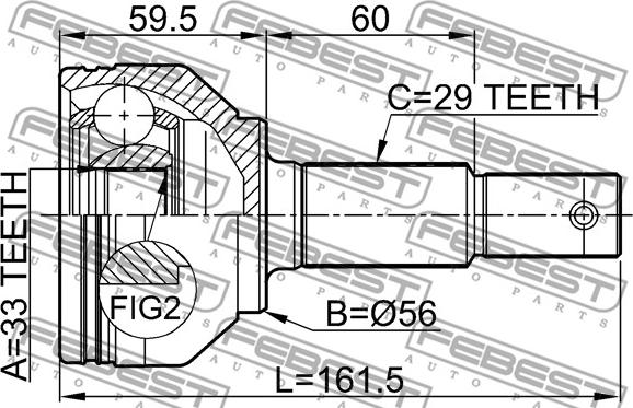 Febest 0210-J1016 - Каре комплект, полуоска vvparts.bg