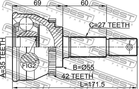 Febest 0210-N16MTA42 - Каре комплект, полуоска vvparts.bg