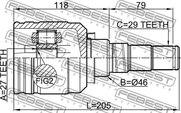 Febest 0211-CA33LH - Каре комплект, полуоска vvparts.bg