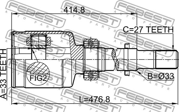 Febest 0211-J1020GRH - Каре комплект, полуоска vvparts.bg