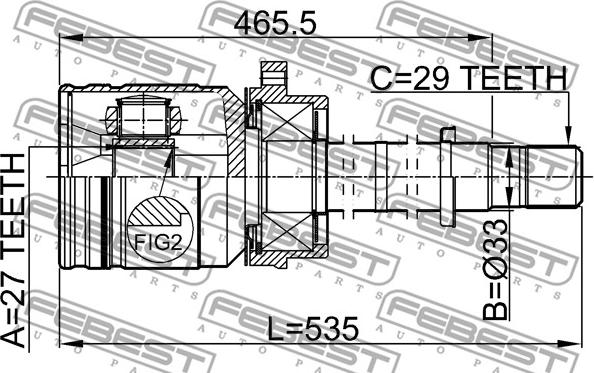 Febest 0211-J31RH - Каре комплект, полуоска vvparts.bg