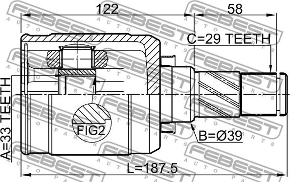 Febest 0211-MR20MTLH - Каре комплект, полуоска vvparts.bg