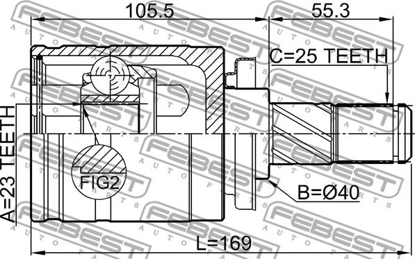 Febest 0211-P10LH - Каре комплект, полуоска vvparts.bg