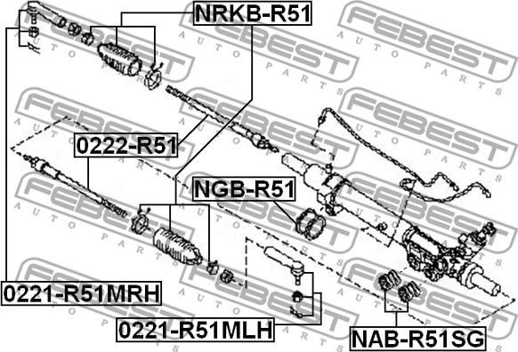 Febest NAB-R51SG - Окачване, кормилна кутия vvparts.bg